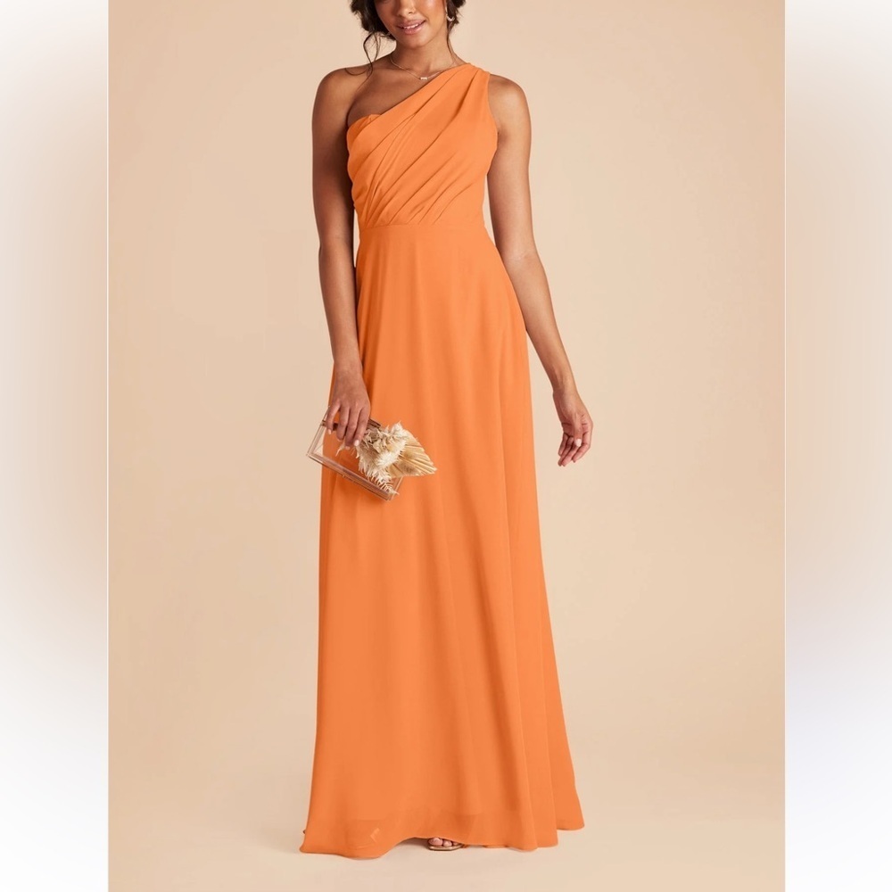 Hebeos Elegant Orange One-Shoulder maix Dress gown women M event wedding party